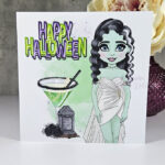 Sour Frankenstein Cocktail Lady Halloween Gothic Greetings Card