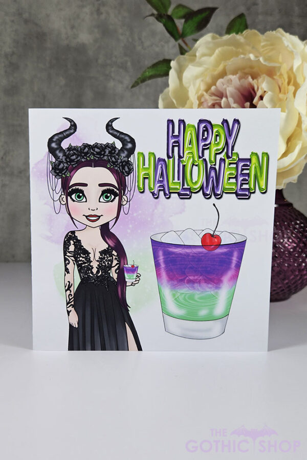 Maleficent Cocktail Halloween Gothic Greetings Card