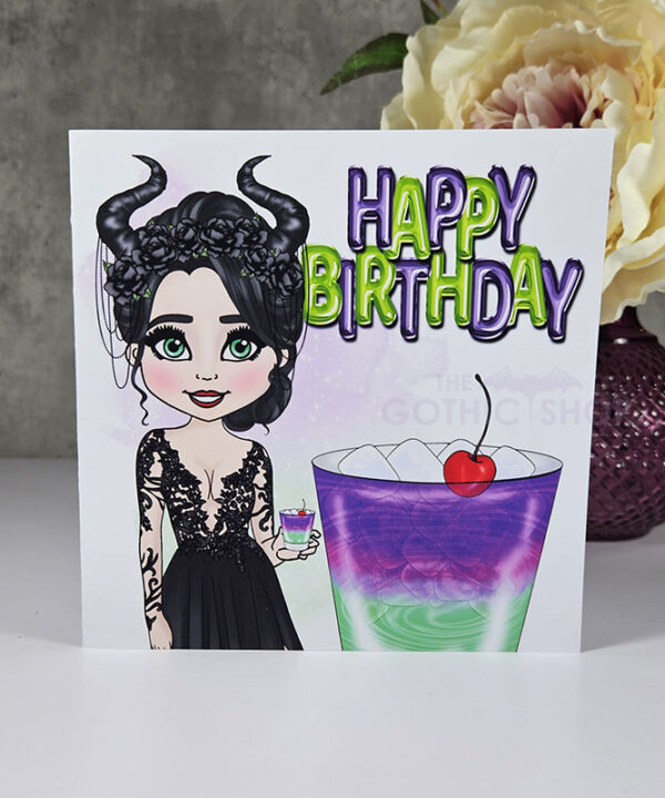 Maleficent Cocktail Birthday Gothic Greetings Card