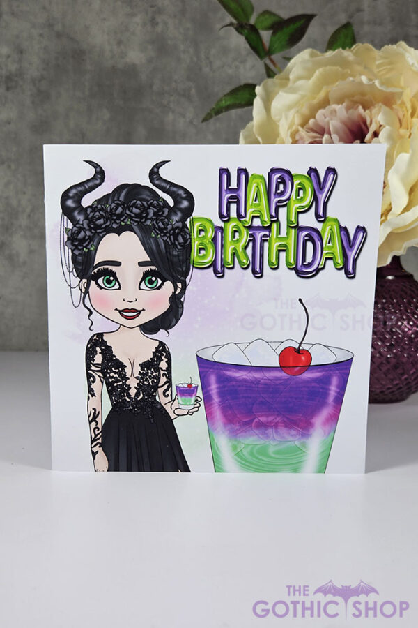 Maleficent Cocktail Birthday Gothic Greetings Card