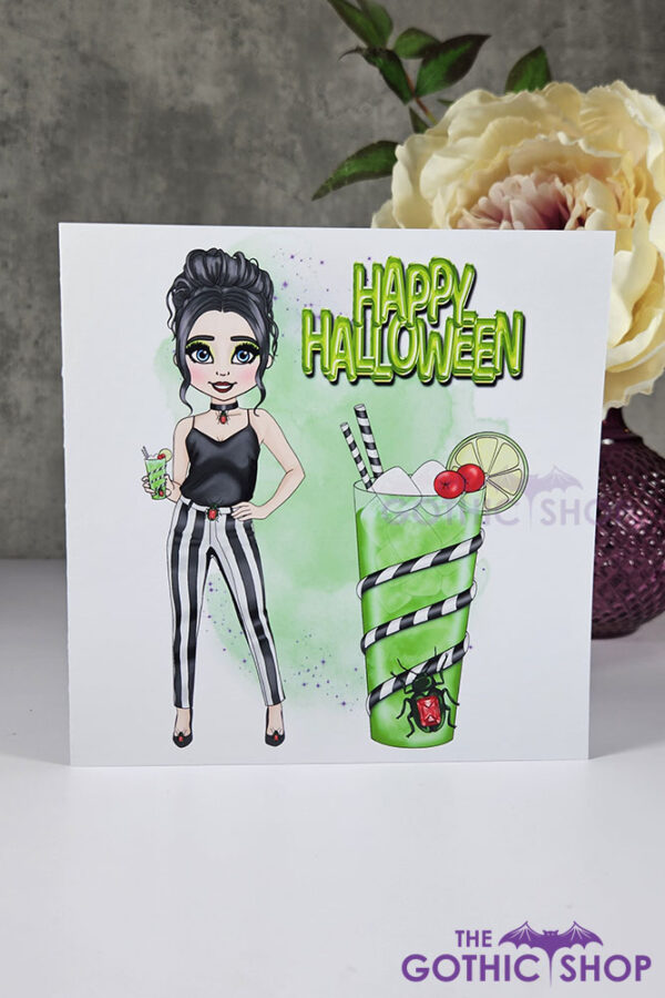 Juice of Beetles Slime & Lady Halloween Gothic Greetings Card