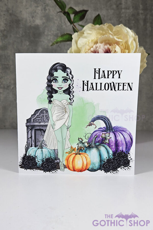Frankenstein's Bride Lady Happy Halloween Card