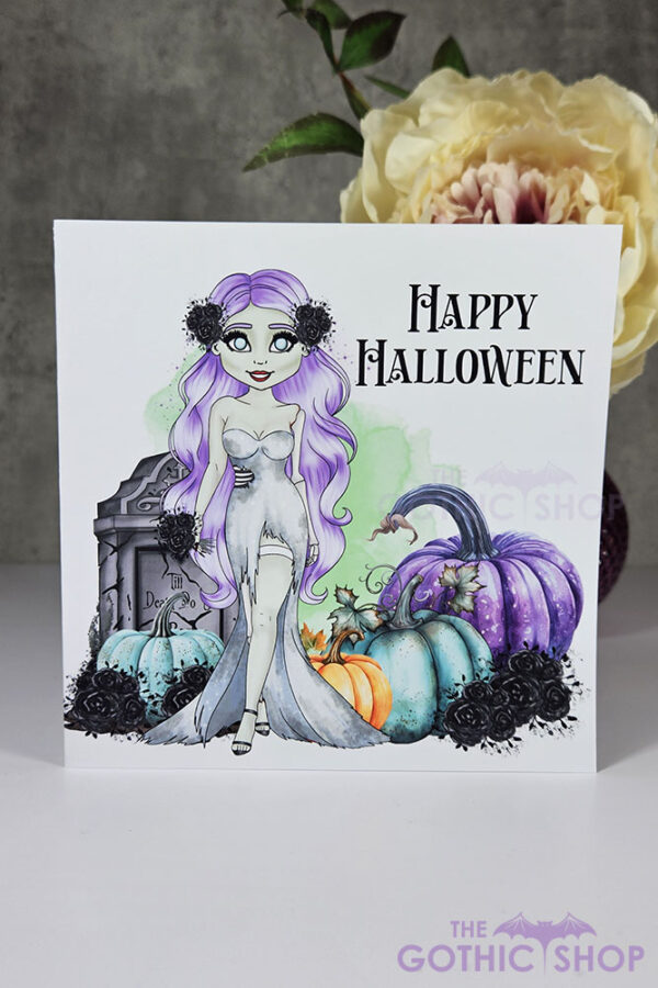 Zombie Bride Lady Happy Halloween Card