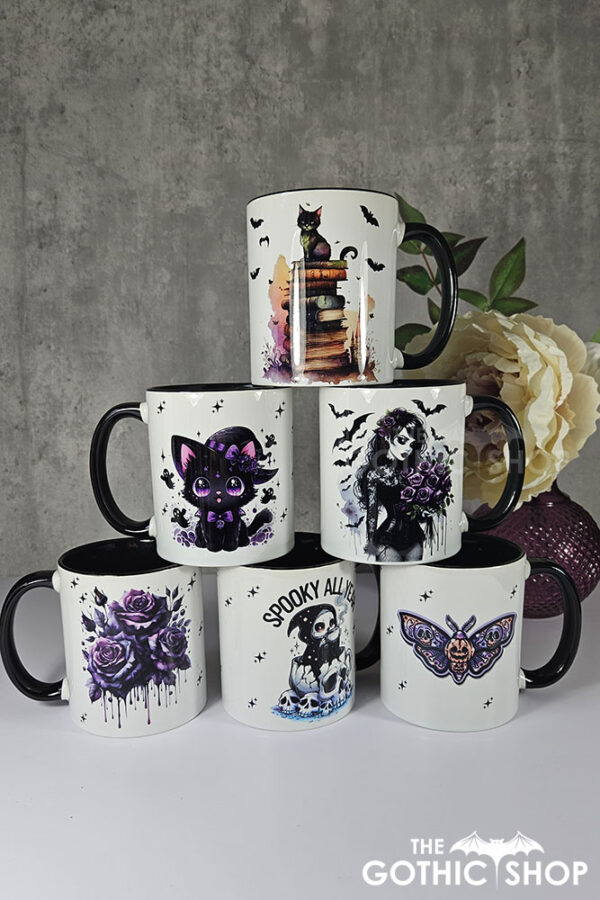 Bleeding Purple Roses Gothic Mug and halloween mugs
