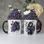 Bleeding Purple Roses and goth lady Gothic Mug