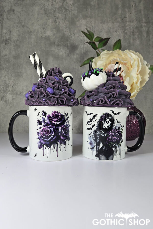 Bleeding Purple Roses and goth lady Gothic Mug