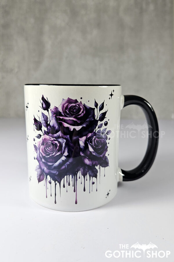 Bleeding Purple Roses Gothic Mug