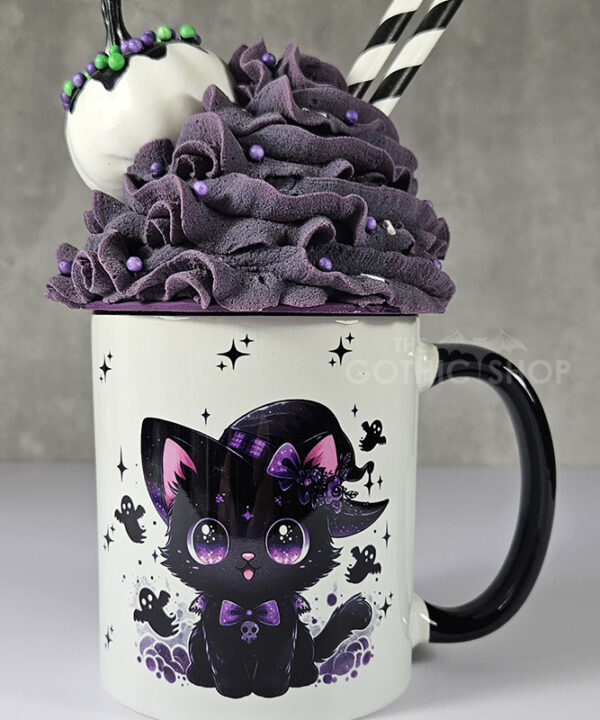 Witch's Black Cat and Ghosts Gothic Mug