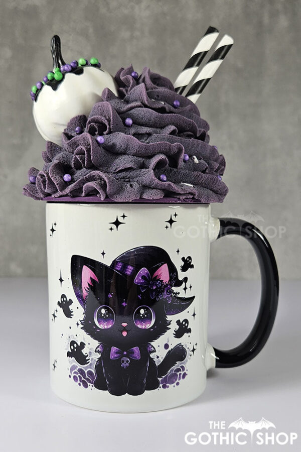 Witch's Black Cat and Ghosts Gothic Mug