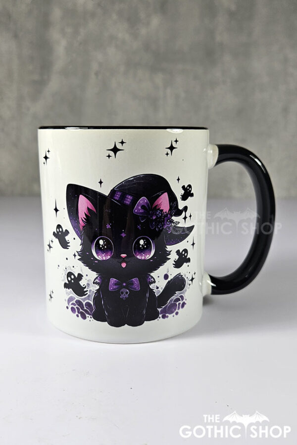 Witch's Black Cat and Ghosts Gothic Mug
