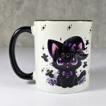 Witch's Black Cat and Ghosts Gothic Mug
