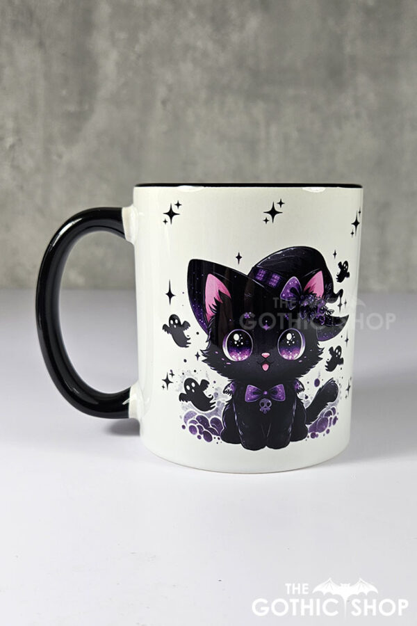 Witch's Black Cat and Ghosts Gothic Mug