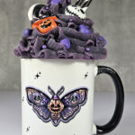 Pumpkin Purple Orange Moth Halloween Gothic Mug