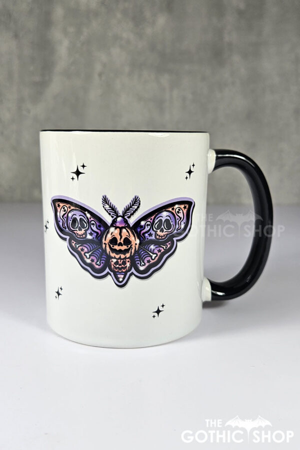 Pumpkin Purple Orange Moth Halloween Gothic Mug