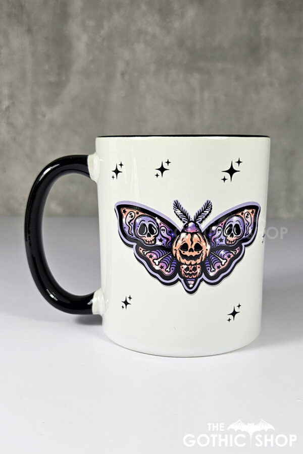 Pumpkin Purple Orange Moth Halloween Gothic Mug