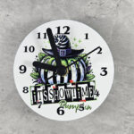 It's Showtime Stripey Pumpkin Small 9cm Round Metal Gothic Wall Clock