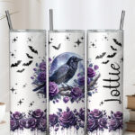 raven & bleeding purple roses gothic 20oz straight tumbler