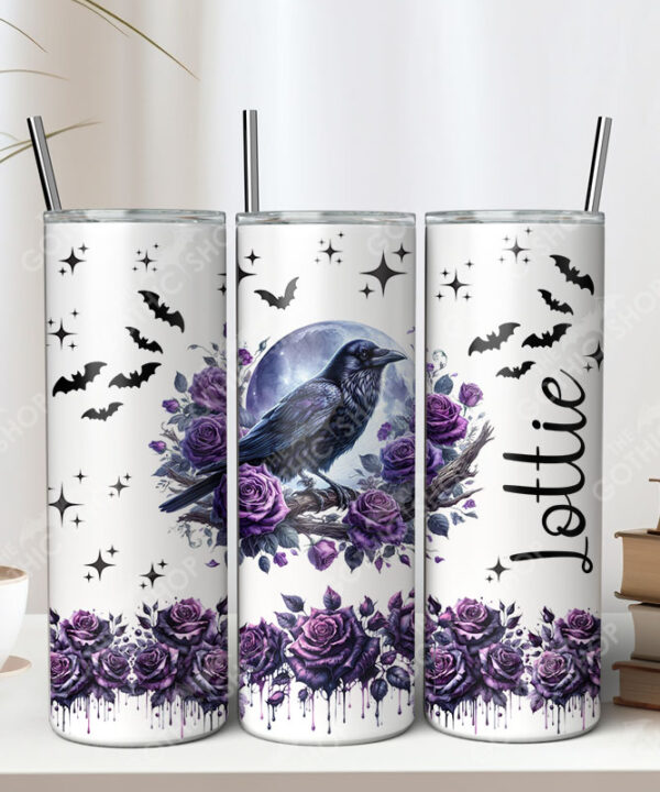 raven & bleeding purple roses gothic 20oz straight tumbler