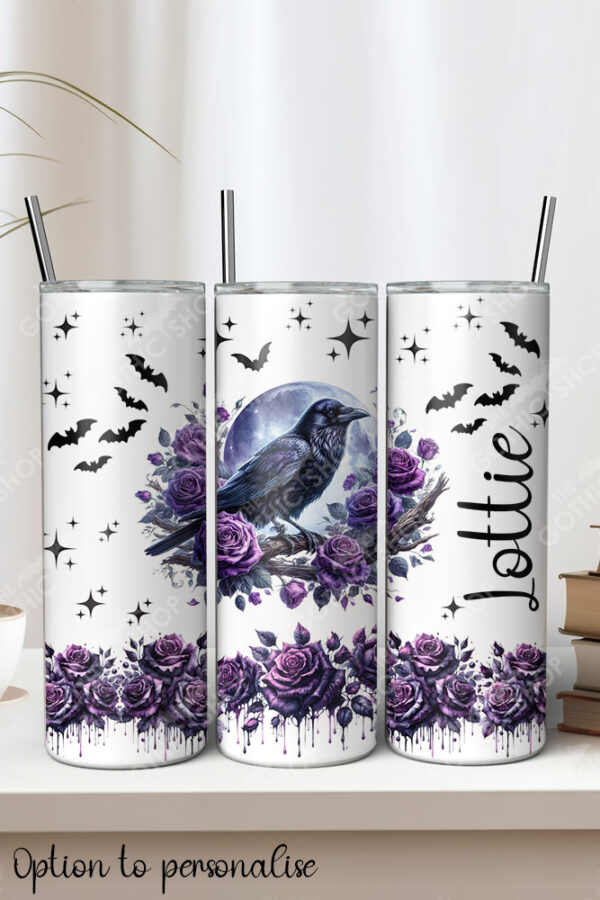 raven & bleeding purple roses gothic 20oz straight tumbler