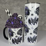 Stay Spooky Purple Bats & Planchetters Halloween 20oz Straight Tumbler and mug