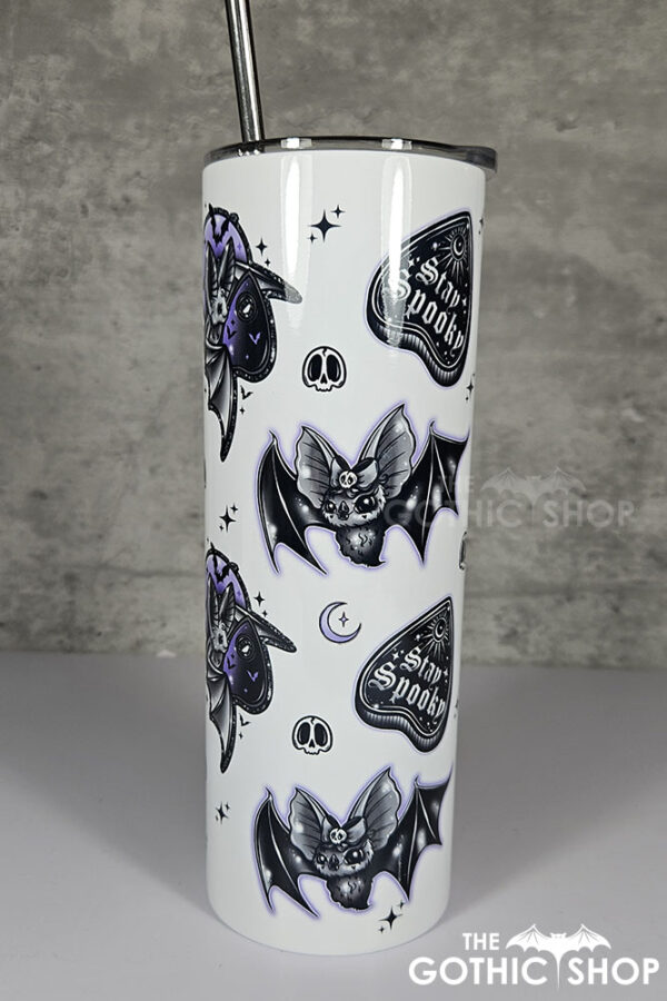 Stay Spooky Purple Bats & Planchetters Halloween 20oz Straight Tumbler