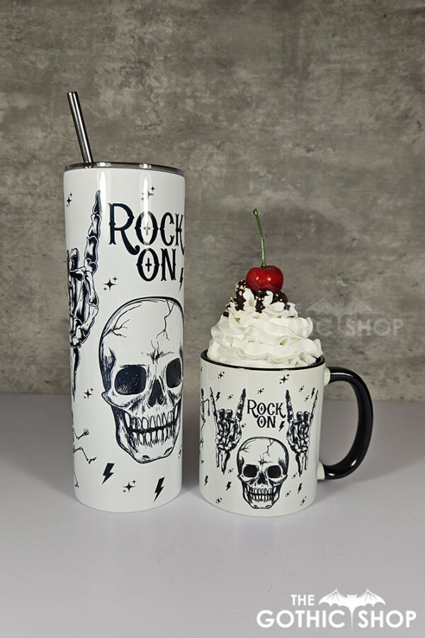 Rock On Skull & Metal Horns 20oz Straight Tumbler and mug