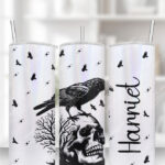 raven & skull gothic print 20oz straight tumbler v1