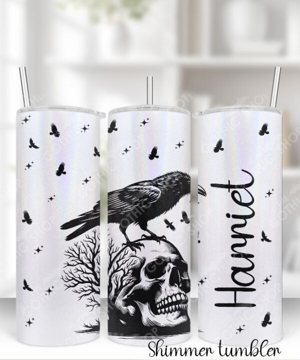 raven & skull gothic print 20oz straight tumbler v1