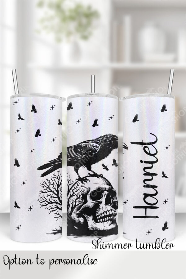 raven & skull gothic print 20oz straight tumbler v1