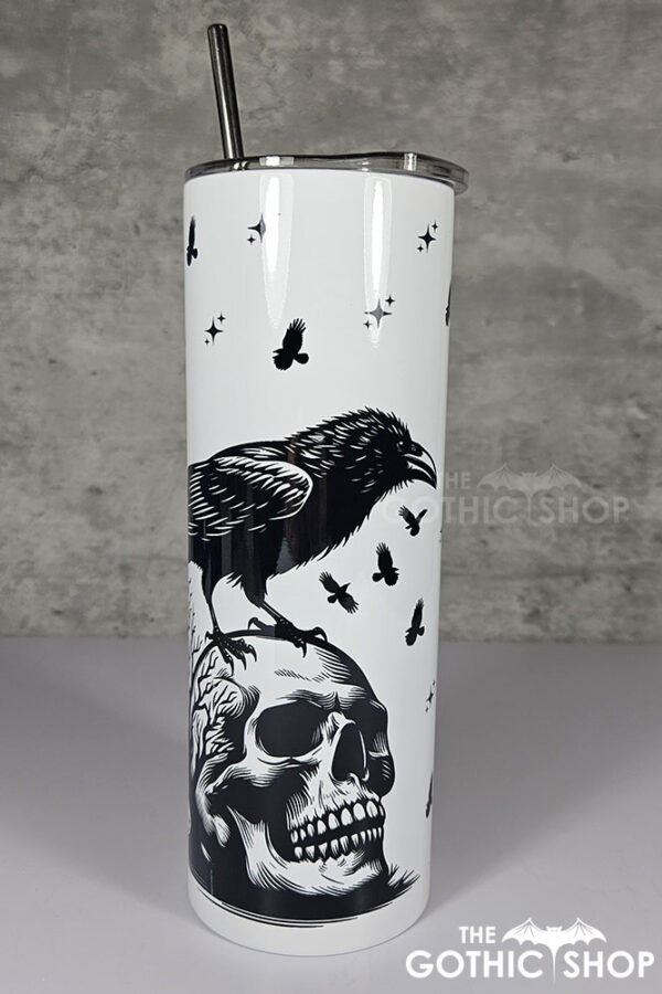 Raven & Skull Gothic Print 20oz Straight Tumbler V1