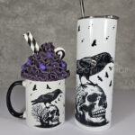 Raven & Skull Gothic Print 20oz Straight Tumbler V1 and