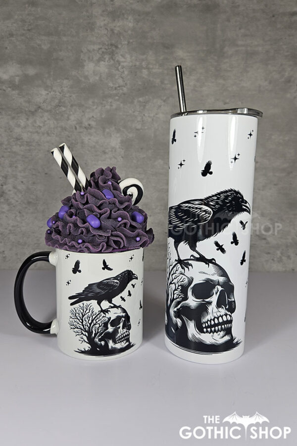Raven & Skull Gothic Print 20oz Straight Tumbler V1 and