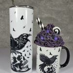 Raven & Skull Gothic Print 20oz Straight Tumbler and mug