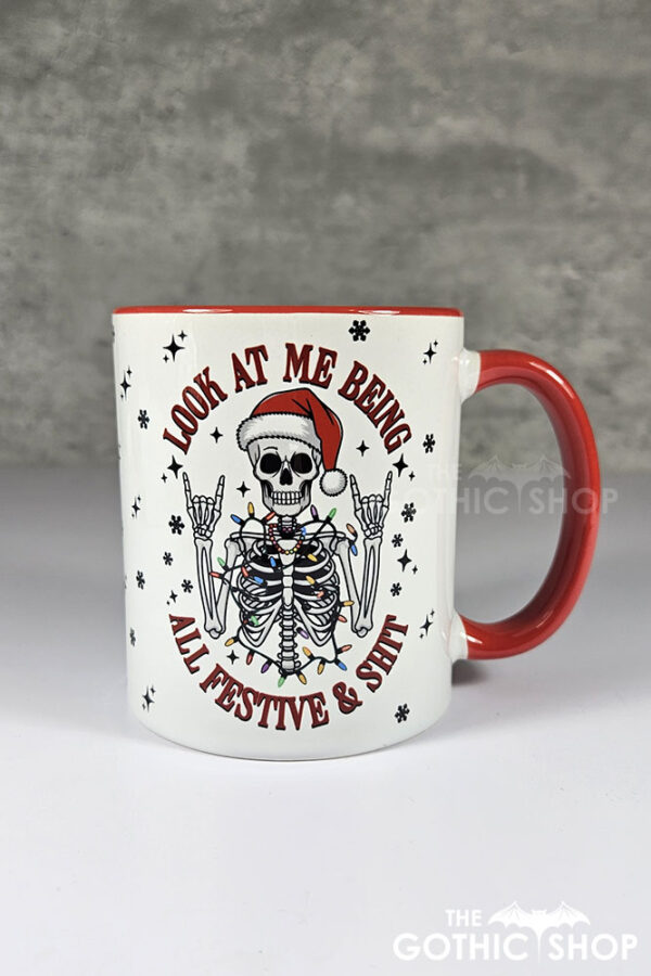 Skeleton Festive & Sh*t Christmas Gothic Mug