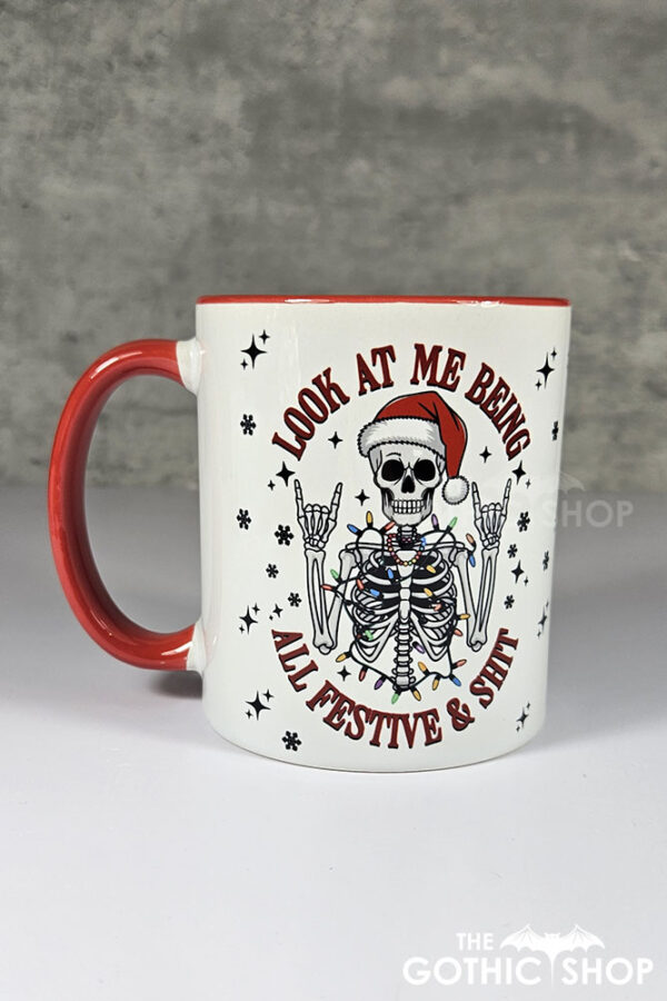 Skeleton Festive & Sh*t Christmas Gothic Mug