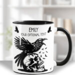 raven & skull gothic print gothic mug