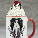 Christmas Spirit Ghost Candy Canes Gothic Christmas Red Mug