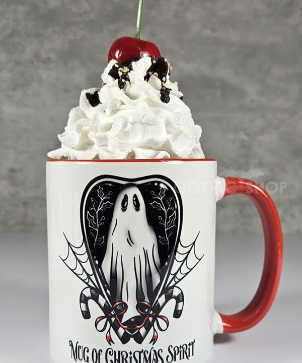 Christmas Spirit Ghost Candy Canes Gothic Christmas Red Mug