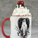 Christmas Spirit Ghost Candy Canes Gothic Christmas Red Mug