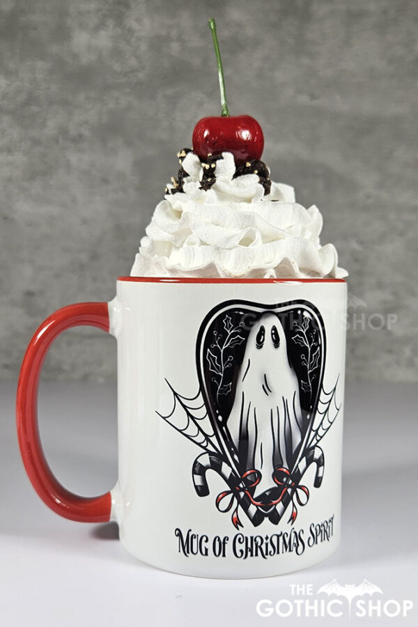 Christmas Spirit Ghost Candy Canes Gothic Christmas Red Mug
