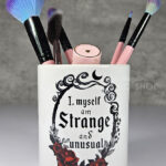 Strange Unusual Cameo Red Roses Halloween Pen or Makeup Brush Pot