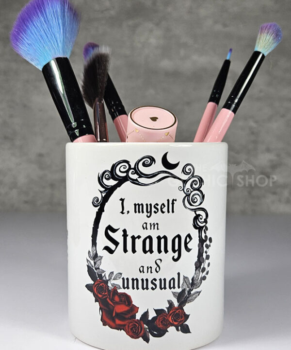 Strange Unusual Cameo Red Roses Halloween Pen or Makeup Brush Pot