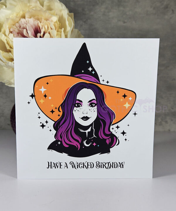 Beatrice Witch with Ombre Purple Hair Wicked Birthday Card