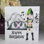 Festival Girl Green Hair Birthday Gothic Greetings Card