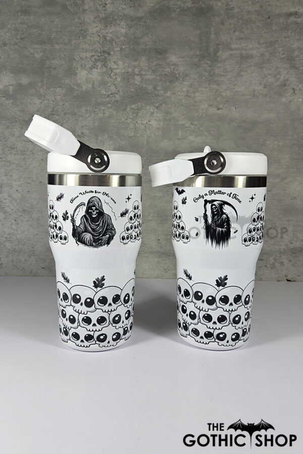 Only a Matter of Time Grim Reaper 20oz Gothic White Travel Tumblers