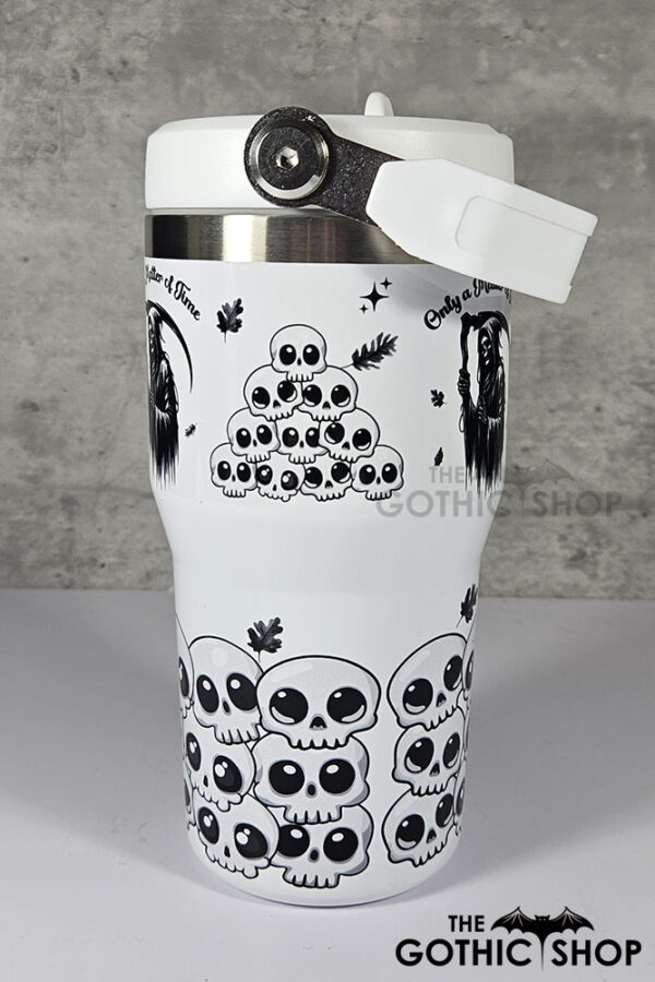 Only a Matter of Time Grim Reaper 20oz Gothic White Travel Tumbler