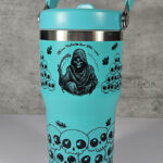 Time Waits for No-one Grim Reaper 20oz Gothic Turquoise Travel Tumbler