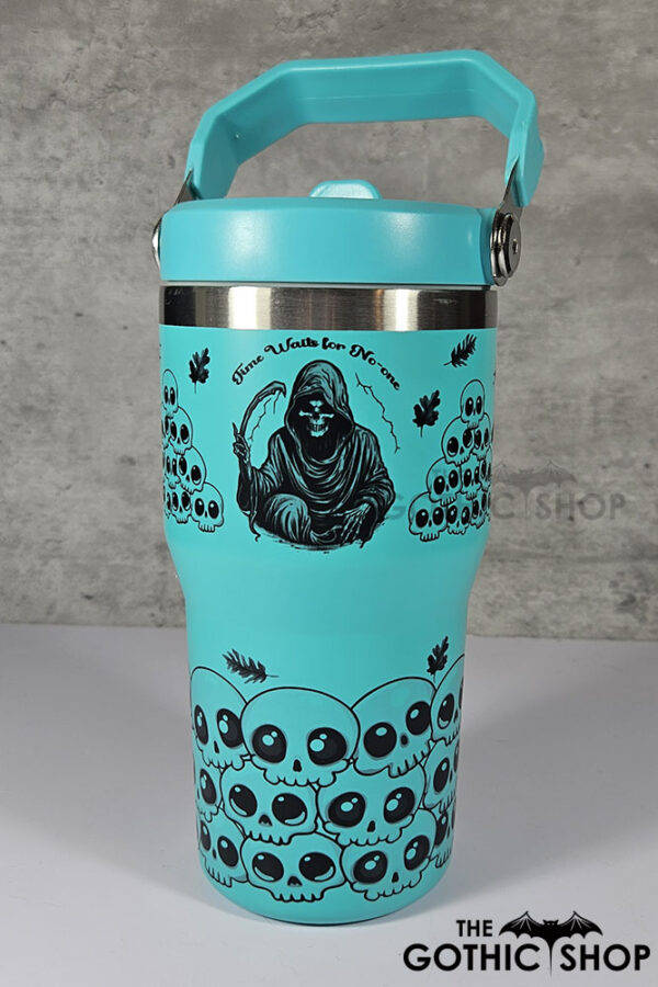 Time Waits for No-one Grim Reaper 20oz Gothic Turquoise Travel Tumbler
