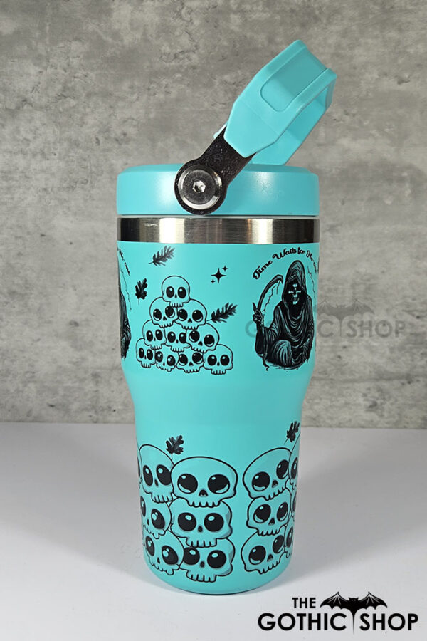 Time Waits for No-one Grim Reaper 20oz Gothic Turquoise Travel Tumbler