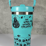 Time Waits for No-one Grim Reaper 20oz Gothic Turquoise Travel Tumbler